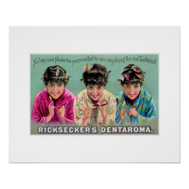 Ricksecker’s Dentaroma Vintage Toothpaste Ad Poster (Front)