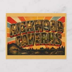 Rickwood Caverns Alabama Cave Forest Vintage Art Postcard