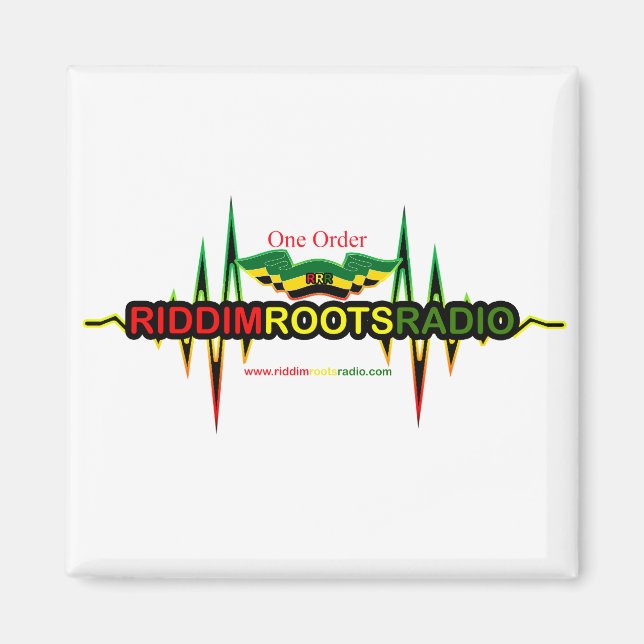 Riddim Roots Radio Square Fridge Magnet (Front)