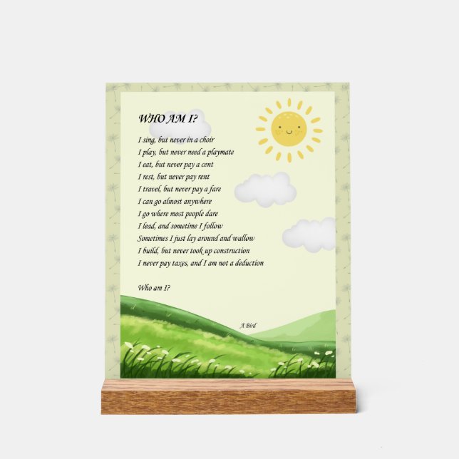 Riddle Art Acrylic Sign (Front)