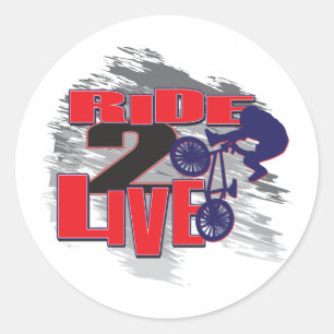 Ride 2 Live BMX Rider Classic Round Sticker
