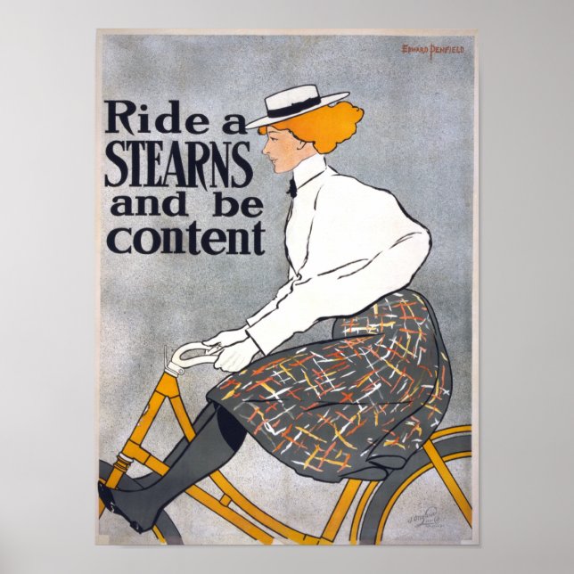 Ride a STEARNS & be content Vintage Bicycle Poster (Front)