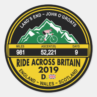 RIDE ACROSS BRITAIN 2019 CLASSIC ROUND STICKERS