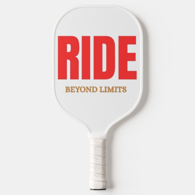 Ride Beyond Limits – Motivational Biker Typography Pickleball Paddle (Front)