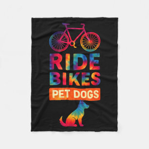 Ride Bikes Pet Dogs Bicycle Cycling Biking Dog Lov Fleece Blanket
