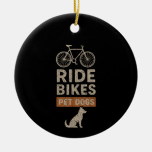 Ride Bikes Pet Dogs Funny Cycling Dog Lover  Ceramic Tree Decoration