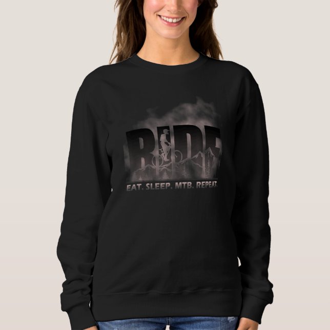 Ride Eat Sleep MTB Repeat Mountain Biking Sweatshirt (Front)
