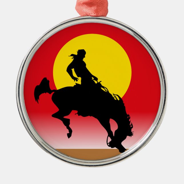 Ride 'em Cowboy Metal Tree Decoration (Front)