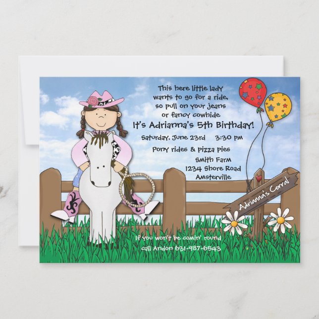 Ride 'em Cowgirl Invitation (Front)