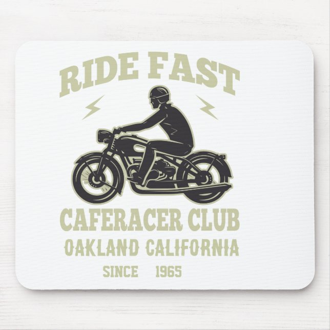 Ride Fast Cafe Racer Club Custom Mouse Pad (Front)
