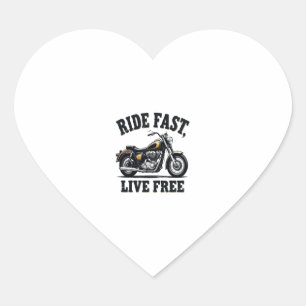 Ride Fast, Live Free Motorcycle Heart Sticker