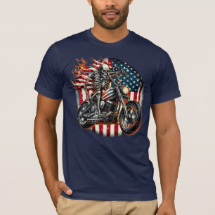 Ride Free, Burn Bright Patriotic Reaper on Wheels T-Shirt