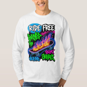 "Ride Free - Graffiti Style Skateboard Design" T-Shirt