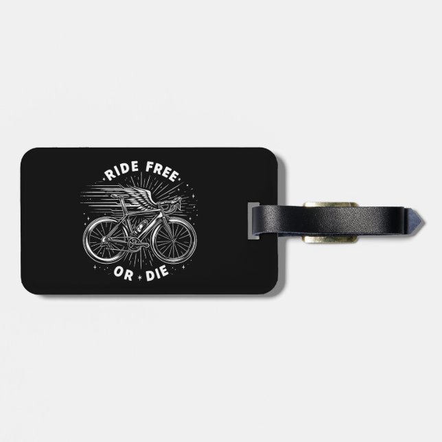 Ride Free Or Die Cycling Luggage Tag (Back Horizontal)