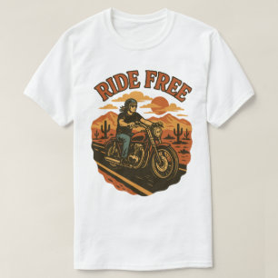 Ride Free Vintage Motorcycle Adventure Art T-Shirt