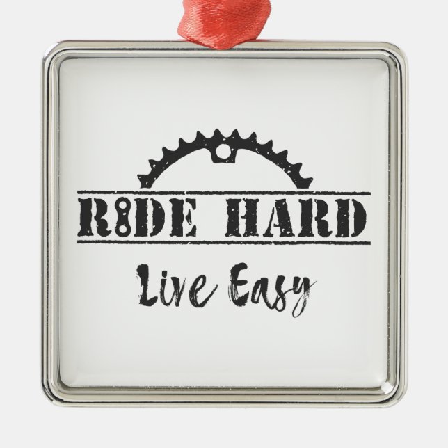 Ride Hard Live Easy Cycling Metal Tree Decoration (Front)