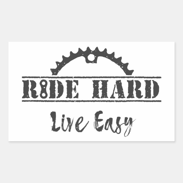 Ride Hard Live Easy Cycling Rectangular Sticker (Front)