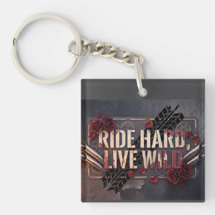 ride hard, live wild key ring