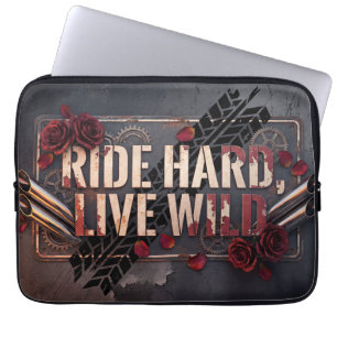 ride hard live wild laptop sleeve