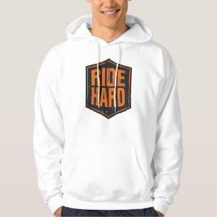 "Ride Hard" Rustic Biker Emblem Hoodie
