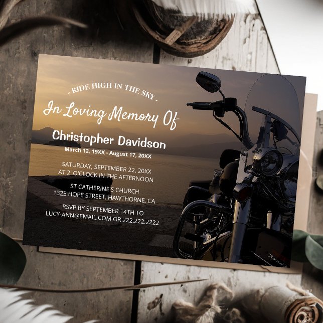 Ride High In The Sky | Motorcycle Rider Funeral Invitation (Creator Uploaded)