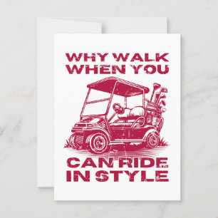 Ride In Style Funny Golf Cart Postcard
