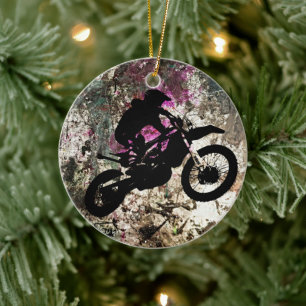 Ride into Adventure: Motocross Bliss Ceramic Tree Decoration