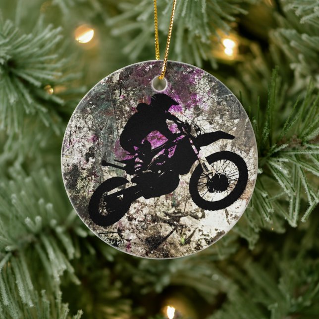 Ride into Adventure: Motocross Bliss Ceramic Tree Decoration (Tree)
