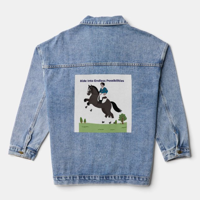 Ride Into Endless Possibilities | Inspirational Ho Denim Jacket (Back)