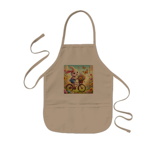 Ride Into Joy - Bunny Bicycle Kids Apron (Front)
