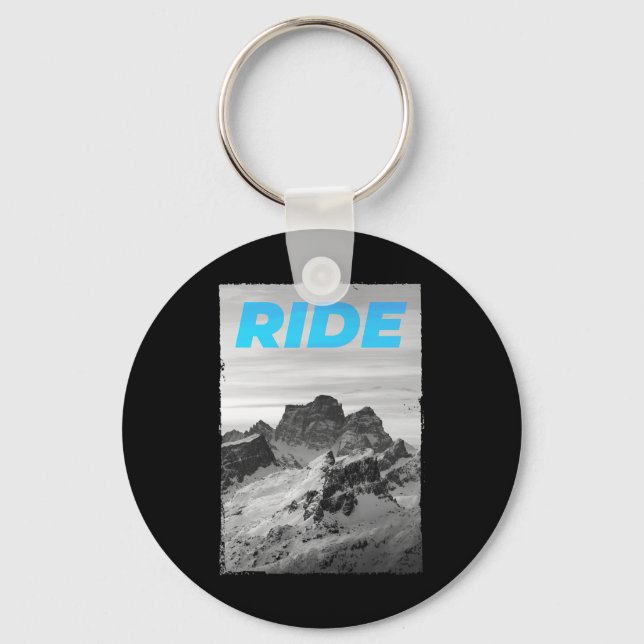 Ride Mountain Snowboard Skiing Snowboarding Ski Do Key Ring (Front)