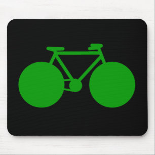 ride on . green bicycle on black mouse pad