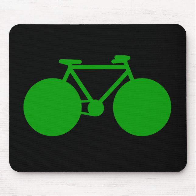 ride on . green bicycle on black mouse pad (Front)