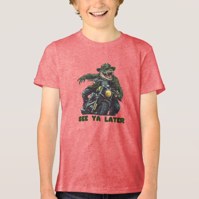 Ride or Bite: Cool Gator Biker Wild at Heart Tri-Blend Shirt (Front)