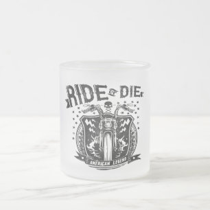 ride or die american legend frosted glass coffee mug