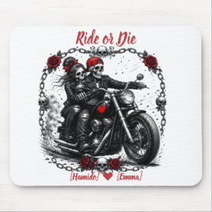 Ride or Die Personalised Skeleton Couple Mouse Pad