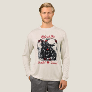 Ride or Die Personalised Skeleton Couple Tri-Blend Shirt