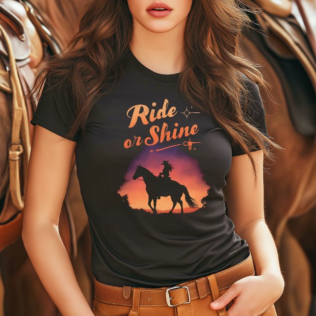 Ride or Shine Cowgirl Sunset Design Tri-Blend Shirt (Creator Uploaded)