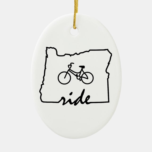 Ride Oregon (Cycling) Ceramic Tree Decoration (Front)
