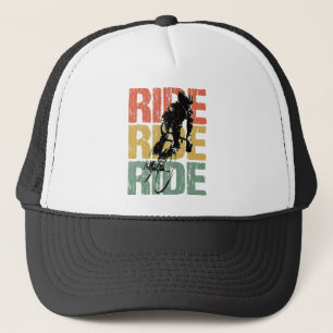 Ride Ride Ride Vintage Bicycle Rider Trucker Hat
