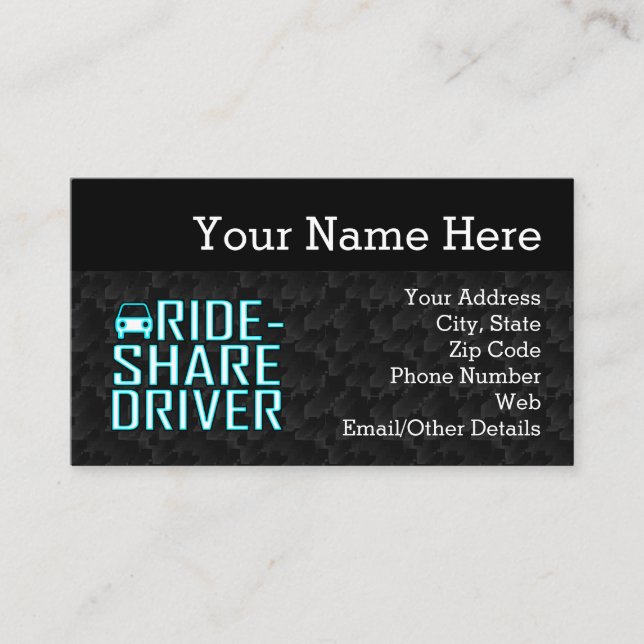 Ride Share Driver Rideshare Driving Business Card (Front)