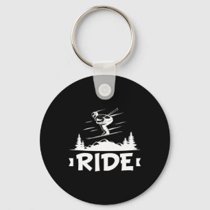 Ride Snowboarding Skiing Vintage Design Snow Skiin Key Ring