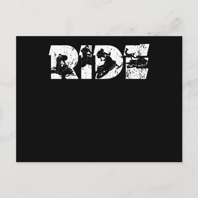 Ride snowmobile driver sledding driving winter postcard (Front)