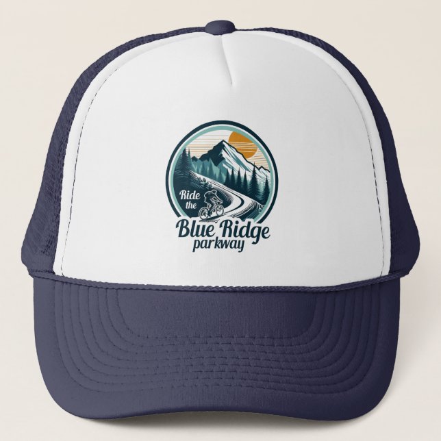 Ride The Blue Ridge Parkway Cycling Trucker Hat (Front)