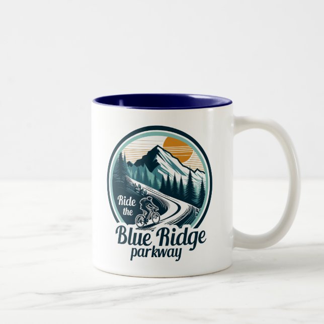 Ride The Blue Ridge Parkway Cycling Two-Tone Coffee Mug (Right)