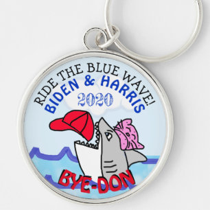Ride the Blue Wave, Vote Biden 2020 Election Bye Key Ring
