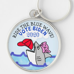 Ride the Blue Wave, Vote Biden 2020 Election Key Ring