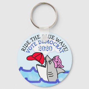 Ride the Blue Wave, Vote Democrat 2020 Election Key Ring