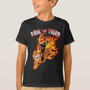 Ride The Tiger Vintage Heavy Metal Illustration T-Shirt