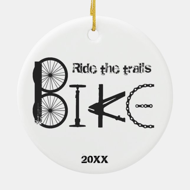 Ride the Trail Bike Graffiti Inspirational quote  Ceramic Tree Decoration (Back)